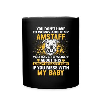 American Staffordshire Bull Terrier Staffy Dog - Full Colour Mug - black - Front