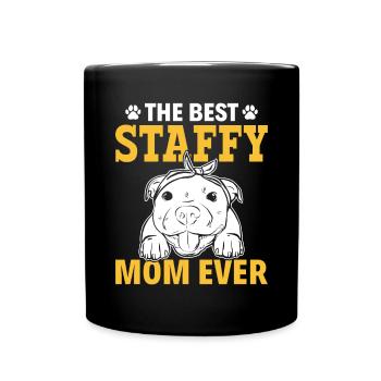 American Staffordshire Bull Terrier Staffy Dog - Full Colour Mug - black - Front