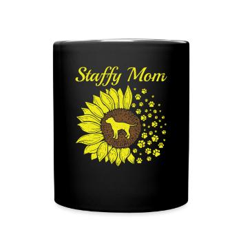 American Staffordshire Bull Terrier Staffy Dog - Full Colour Mug - black - Front