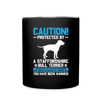 American Staffordshire Bull Terrier Staffy Dog - Full Colour Mug - black - Front