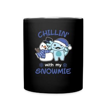 Axolotl Chillin avec mon schneemann snowmie - Mug uni - noir - Devant
