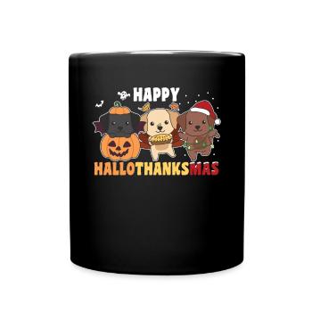 Happy Hallothanksmas Labrador Weihnachten - Tasse einfarbig - Schwarz - Vorne