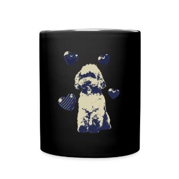 Poodle Dog Hearts Cool Dog Motif Vintage - Full Colour Mug - black - Front