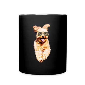Poodle Dog with Vintage Sunglasses Dog Motif - Full Colour Mug - black - Front
