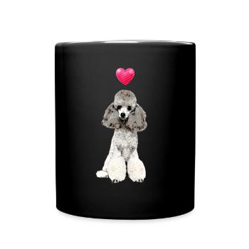 Poodle Dog Heart Cute Poodle Motif - Mug uni - noir - Devant