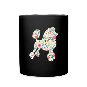 Ladies Caniche Dog Fleurs Ladies Dog Motif - Mug uni - noir - Devant
