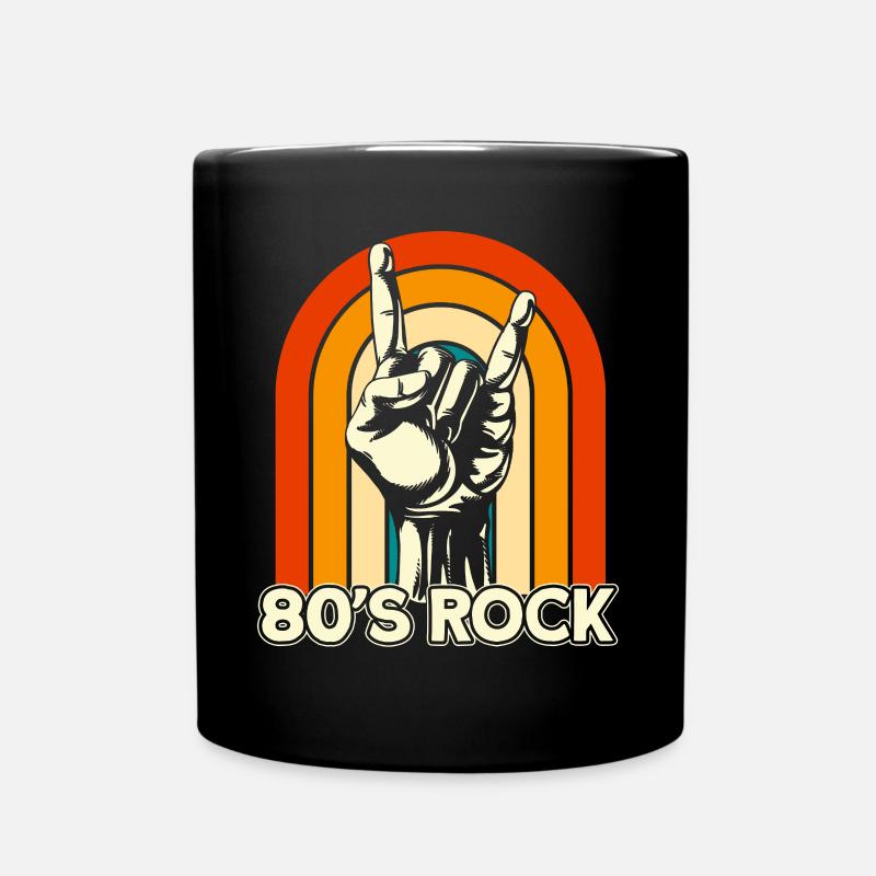 Vintage Retro 80s Rock Pommesgabel - Tasse einfarbig - Schwarz