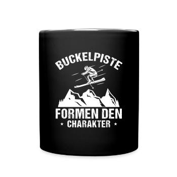 Skifahrer Skipiste Buckelpisten - Tasse einfarbig - Schwarz - Vorne