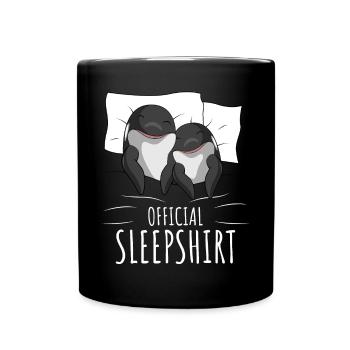 Orca Schlafshirt - Tasse einfarbig - Schwarz - Vorne