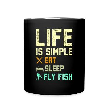 La vie est simple manger du poisson mouche de sommeil - Mug uni - noir - Devant