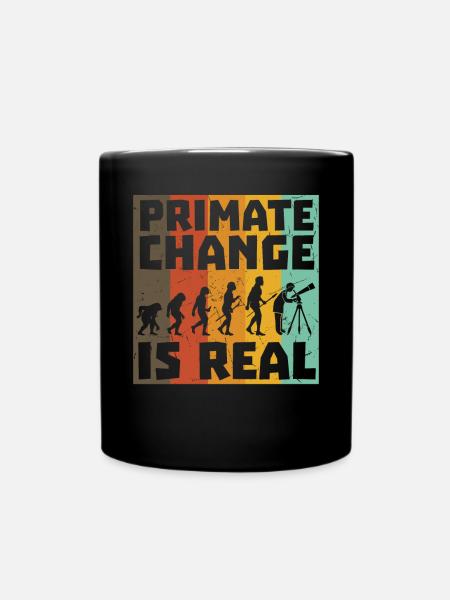 Primate Change Is Real Evolution Joke - Full Colour Mug - black