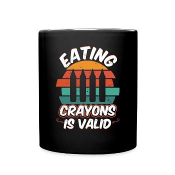 Eating Crayons Is Valid Vintage Distressed - Full Colour Mug - black - Front