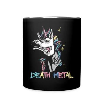 Death Metal Einhorn Musik Metal Head Rocker Heavy - Tasse einfarbig - Schwarz - Vorne