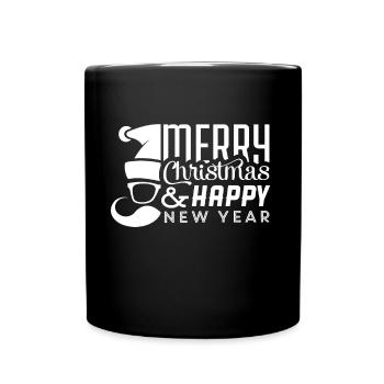 Frohe Weihnachten und einen guten Rutsch ins neue Jahr - Tasse einfarbig - Schwarz - Vorne