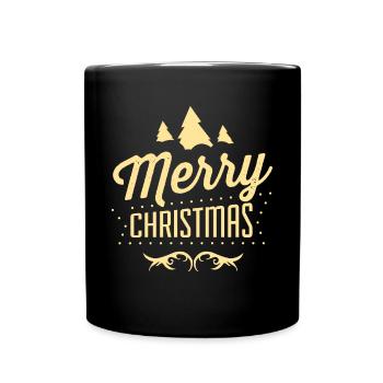Frohe Weihnachten - Tasse einfarbig - Schwarz - Vorne