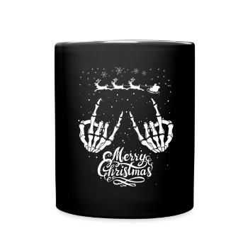 Rock On Rock Star Christmas Skeleton Hands Santa - Full Colour Mug - black - Front