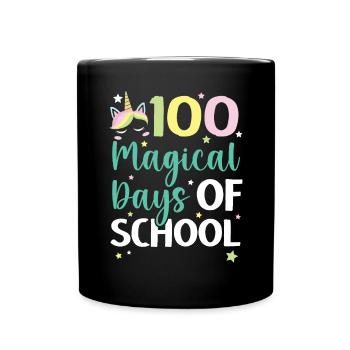 100 Magical Of Days Of School Unicorn Lover - Full Colour Mug - black - Front