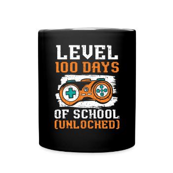 Level 100 Days Of School Unlocked Video Game Gamer - Full Colour Mug - black - Front