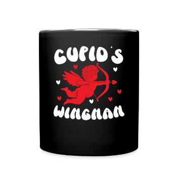 Amors Flügelmann Valentinstag Herzen Tag Amor - Tasse einfarbig - Schwarz - Vorne