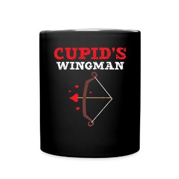 Amors Wingman Valentinstag Herztag Amor - Tasse einfarbig - Schwarz - Vorne