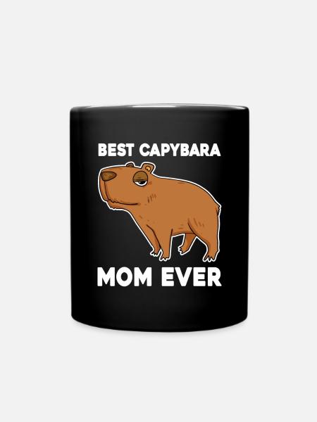Capybara Mama Wasserschwein - Full Colour Mug - black