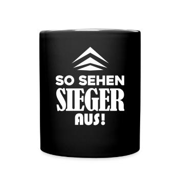 Sieger Erster Gewinner - Tasse einfarbig - Schwarz - Vorne