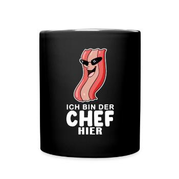 Baby Junge Lustiger Spruch Chef - Tasse einfarbig - Schwarz - Vorne