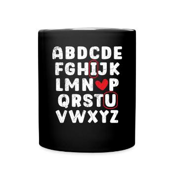 Valentinstag Herztag Amor Liebe Beziehung - Tasse einfarbig - Schwarz - Vorne