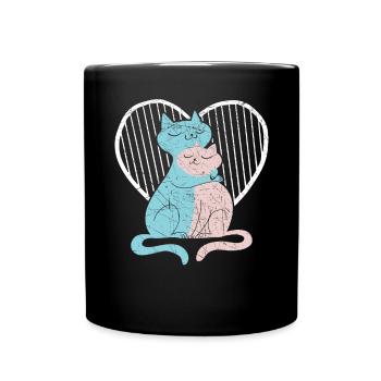 Katzenliebhaber Valentinstag Herztag Amor Liebe - Tasse einfarbig - Schwarz - Vorne