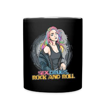 Sex Drugs Rocknroll Schädel Iro Punk Rock Musik - Tasse einfarbig - Schwarz - Vorne