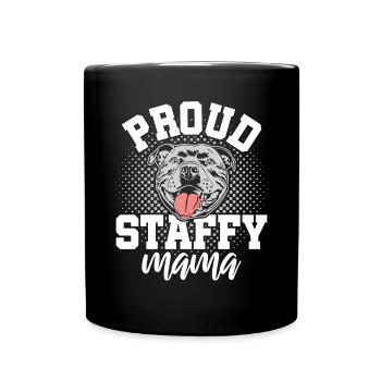 American Staffordshire Bull Terrier Staffy Dog - Full Colour Mug - black - Front