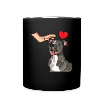 American Staffordshire Bull Terrier Staffy Dog - Full Colour Mug - black - Front