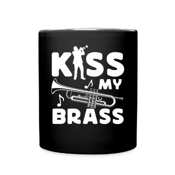 Trumpet Player Pun Kiss My Brass - Tasse einfarbig - Schwarz - Vorne
