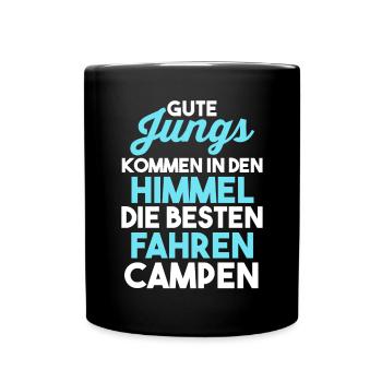 Wohnmobil Wohnwagen Caravan Camper Camping - Tasse einfarbig - Schwarz - Vorne