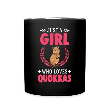 Quokka Girl Short-tailed Kangaroo - Full Colour Mug - black - Front