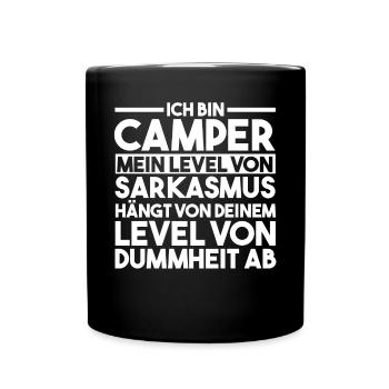 Wohnmobil Wohnwagen Caravan Camping Camper - Tasse einfarbig - Schwarz - Vorne