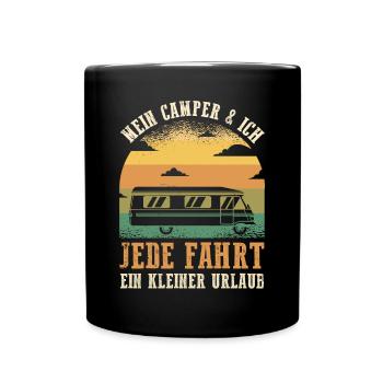 Wohnmobil Wohnwagen Caravan Camping Camper - Tasse einfarbig - Schwarz - Vorne