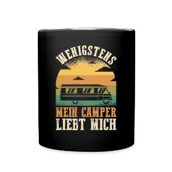 Wohnmobil Wohnwagen Caravan Camping Camper - Tasse einfarbig - Schwarz - Vorne