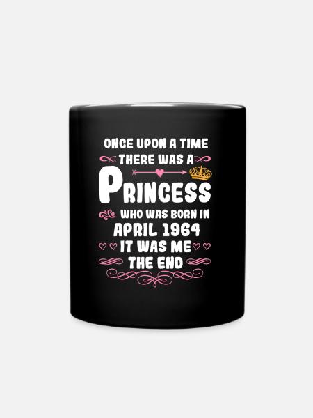 Once upon a time there was a princess. April 1964 Born - Full Colour Mug - black