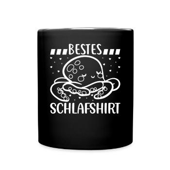 Tintenfisch Oktopus Kopffüßler - Bestes Schlafshir - Tasse einfarbig - Schwarz - Vorne