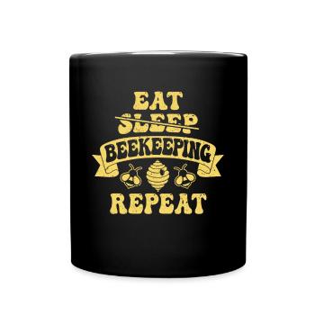 Manger Dormir Apiculture Chemise répétée Apiculteur - Mug uni - noir - Devant