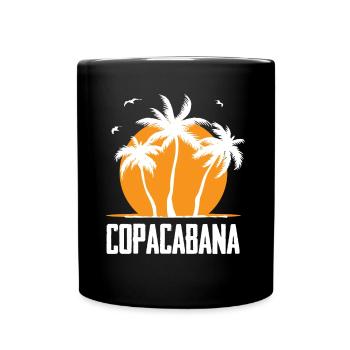 Copacabana Rio Palm Trees Summer Beach Sun Waves U - Full Colour Mug - black - Front
