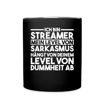 Gaming Zocken Zocker Gamer Streaming Streamer - Tasse einfarbig - Schwarz - Vorne