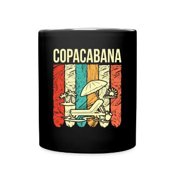 Copacabana Urlaub Rio Palmen Sommer Strand Sonne B - Tasse einfarbig - Schwarz - Vorne