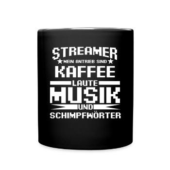 Gaming Zocken Zocker Gamer Streaming Streamer - Tasse einfarbig - Schwarz - Vorne