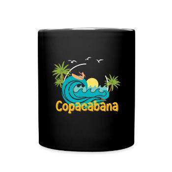 Strandurlaub Copacabana Palmen Sommer Wellen Brasi - Tasse einfarbig - Schwarz - Vorne
