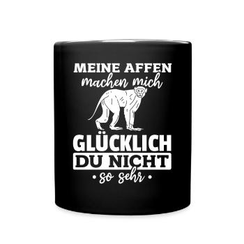 Meine Affen Machen Mich Glücklich - Orang-Utan Af - Tasse einfarbig - Schwarz - Vorne