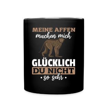 Orang-Utan Affen - Meine Affen Machen Mich Glückl - Tasse einfarbig - Schwarz - Vorne