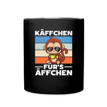 Orang-Utan Affe Lustiger Affe - Käffchen für's A - Tasse einfarbig - Schwarz - Vorne