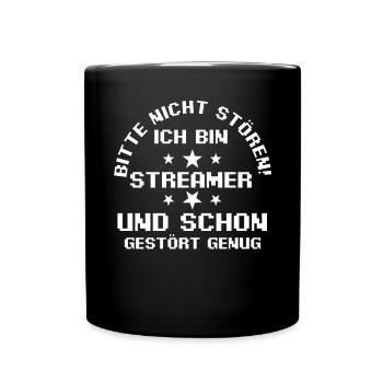 Gaming Zocken Zocker Gamer Streaming Streamer - Tasse einfarbig - Schwarz - Vorne